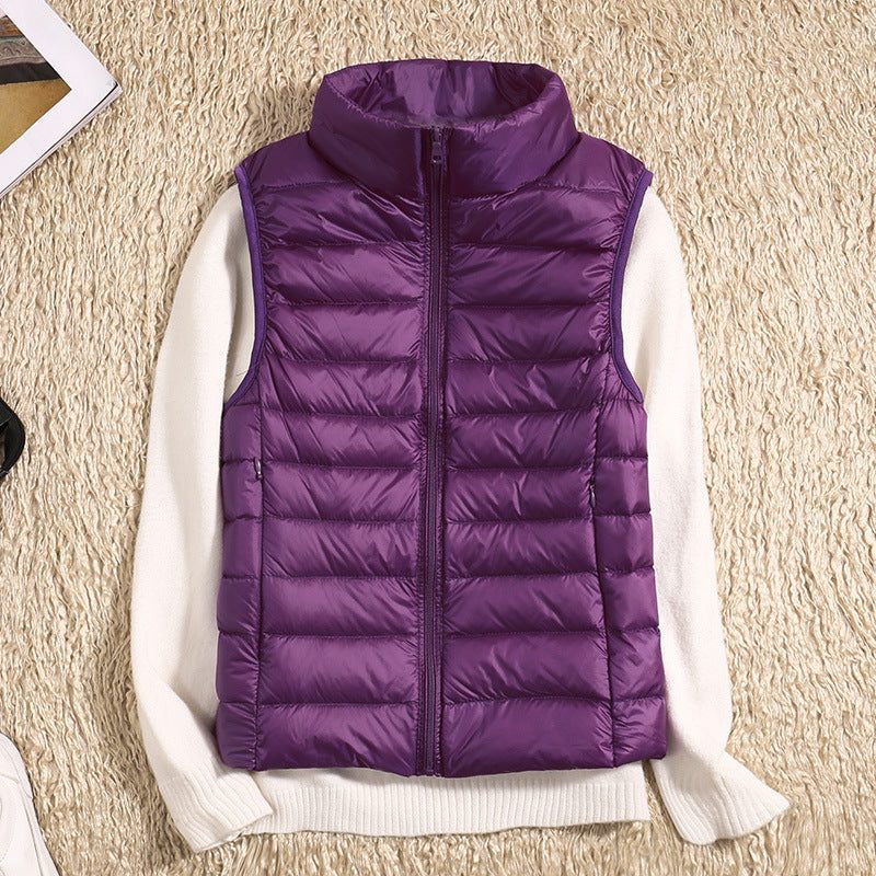 Gilet Matelassé Col Montant pour Femme - Lilas
