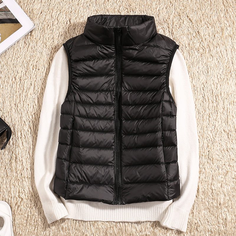 Gilet Matelassé Col Montant pour Femme - Noir
