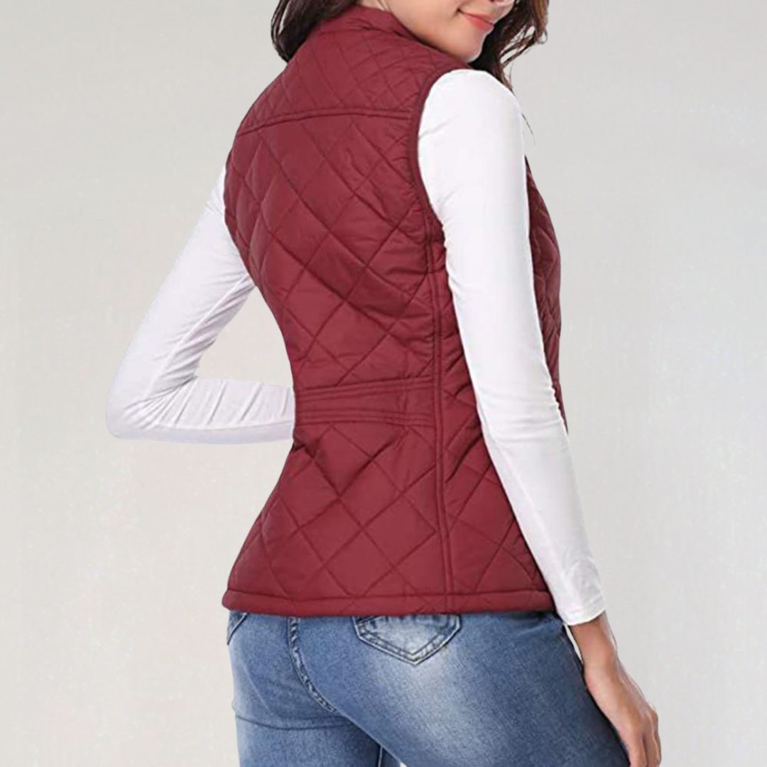 Gilet Matelassé à Fermeture Éclair pour Femme