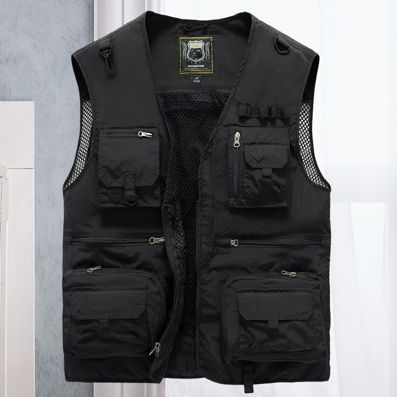 Gilet Multipoches D'Été avec Mailles pour Femme - Noir