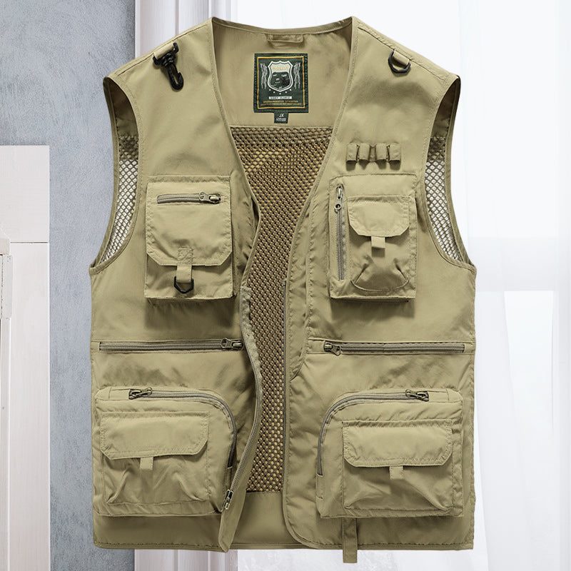 Gilet Multipoches D'Été avec Mailles pour Femme - Kaki