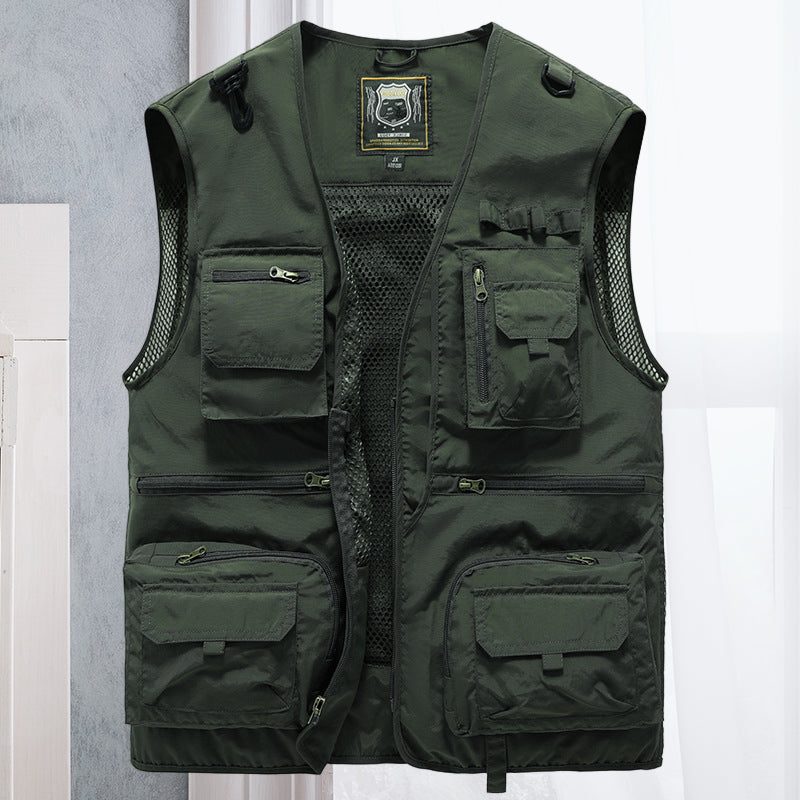 Gilet Multipoches D'Été avec Mailles pour Femme - Vert armée