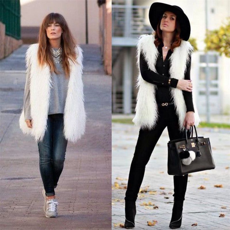 Gilet Oversize en Fausse Fourrure pour Femme - View 4