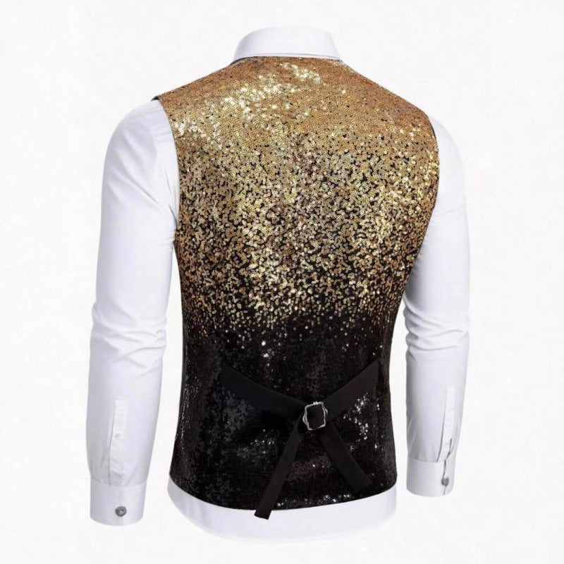 Gilet Paillettes Dégradé avec Fermeture Boutonnée pour Homme