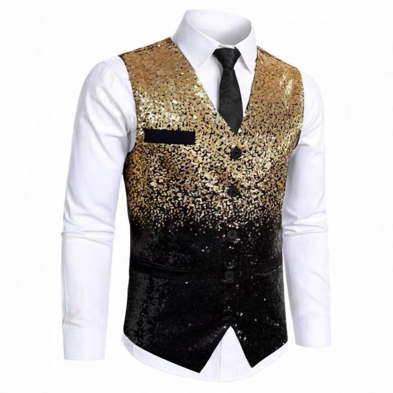Gilet Paillettes Dégradé avec Fermeture Boutonnée pour Homme - View 3