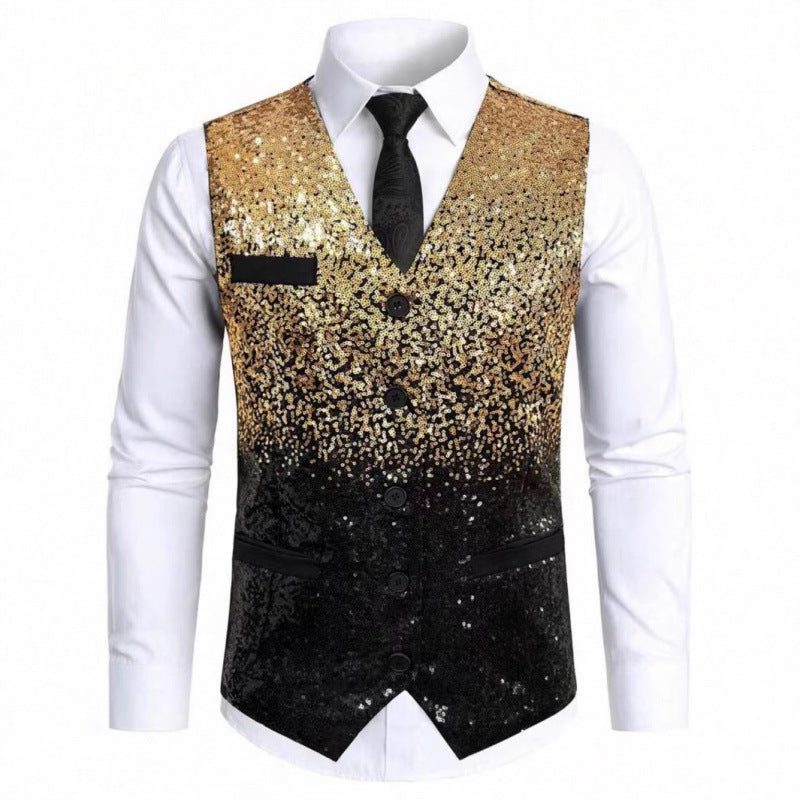 Gilet Paillettes Dégradé avec Fermeture Boutonnée pour Homme - View 5