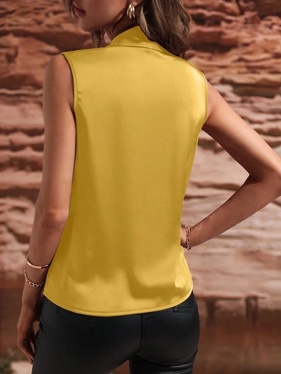 Haut Cache-Cœur avec Fronces pour Femme - Jaune