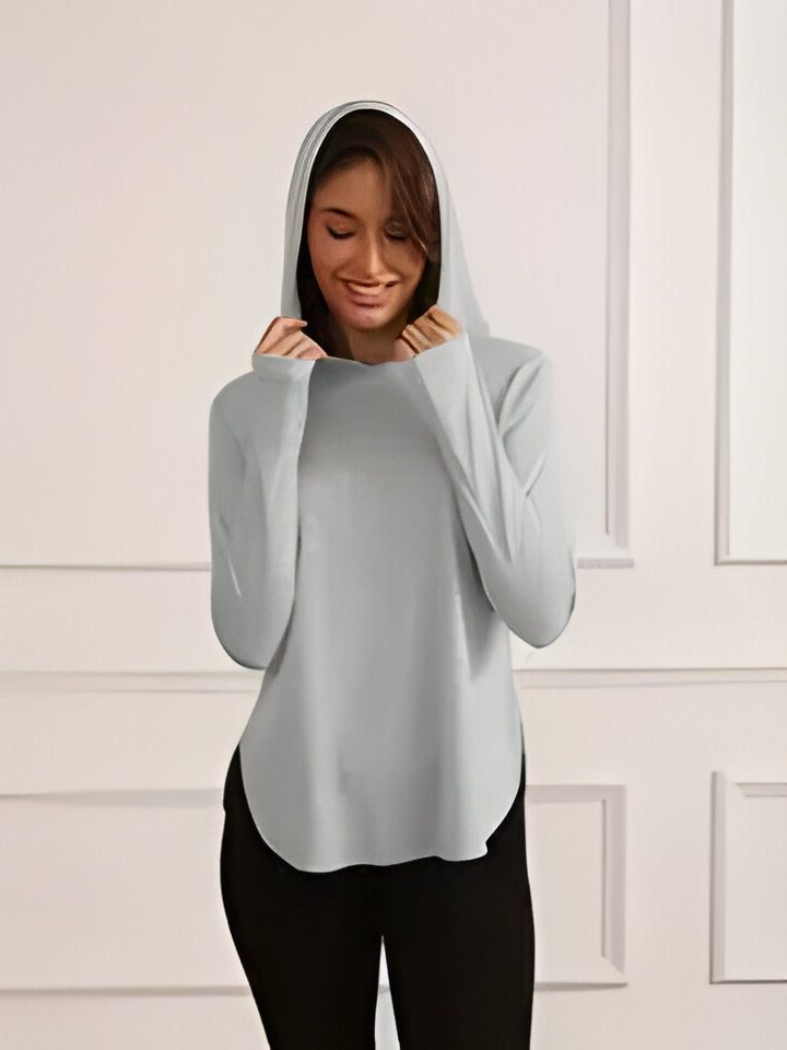Hoodie à Capuche Manches Longues Protection UV pour Femme - Gris clair