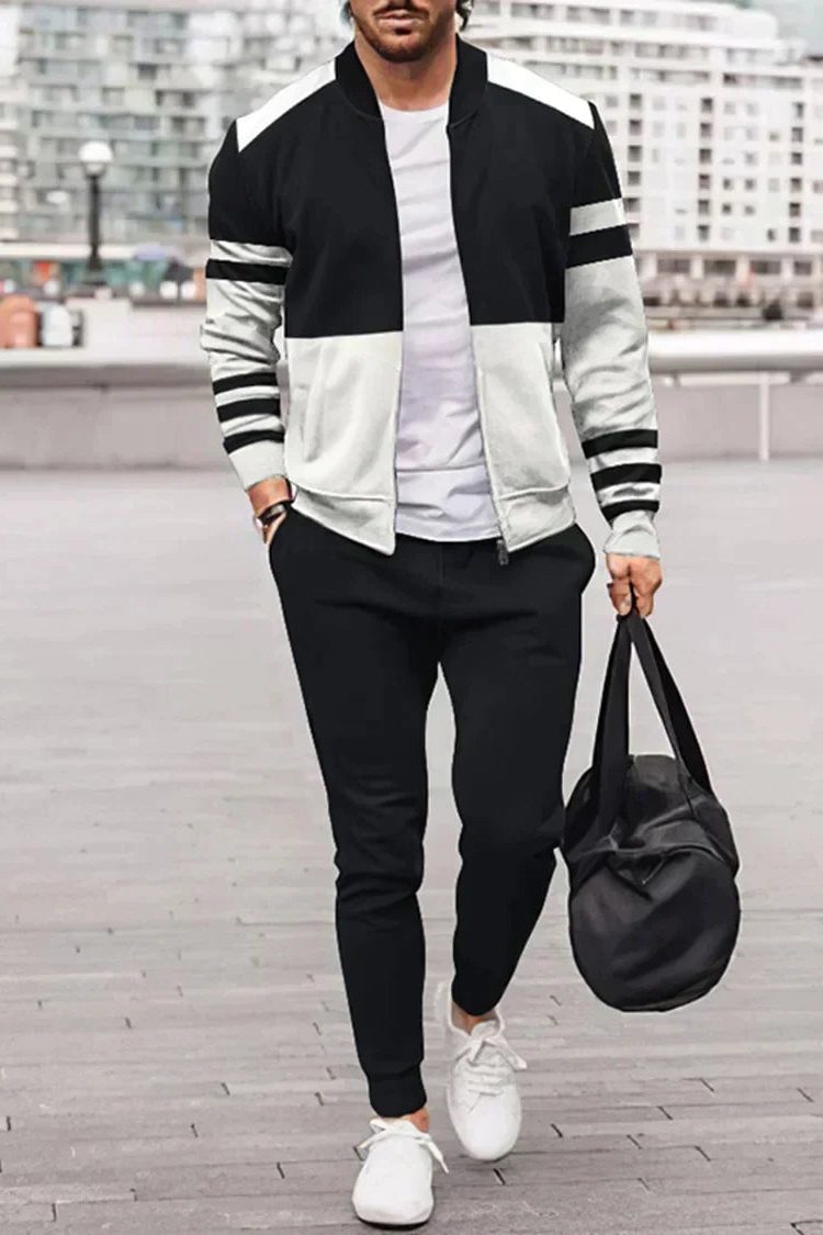 Ensemble de Jogging avec Bandes Contrastantes pour Homme