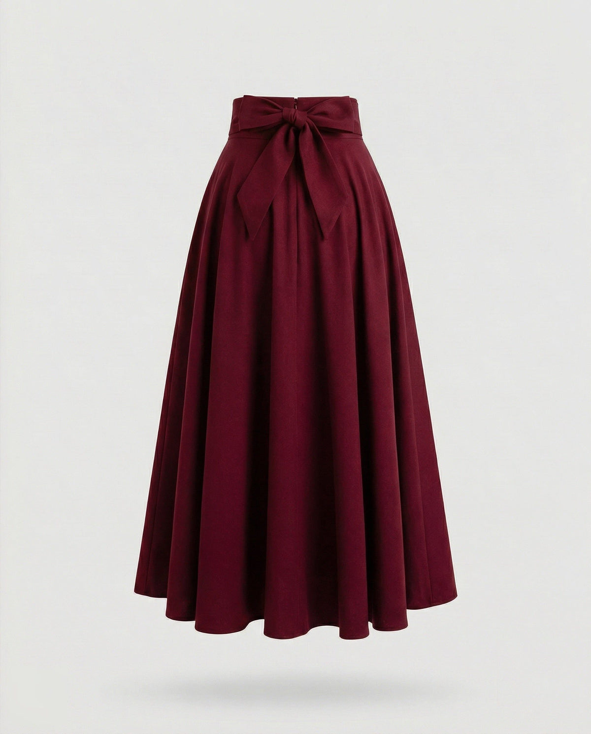 Jupe Midi Évasée avec Détail Dos pour Femme - Rouge vin