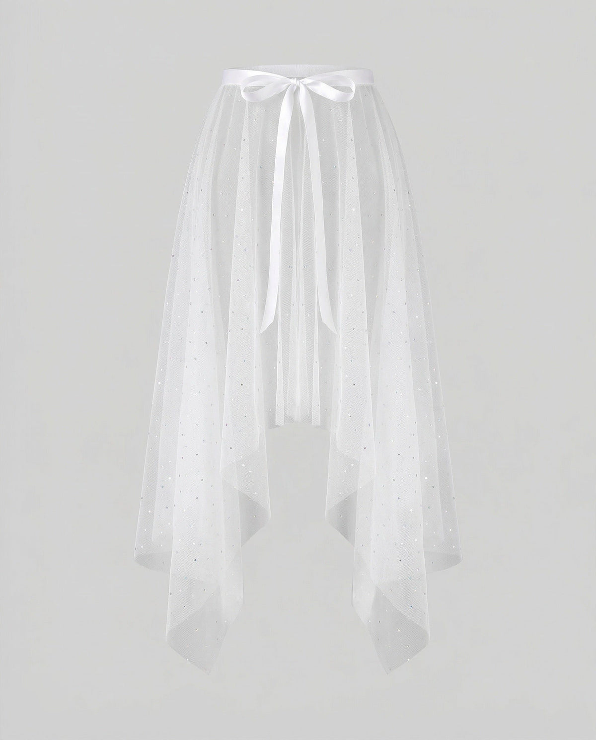 Jupe Tulle Asymétrique à Paillettes pour Femme - Blanc