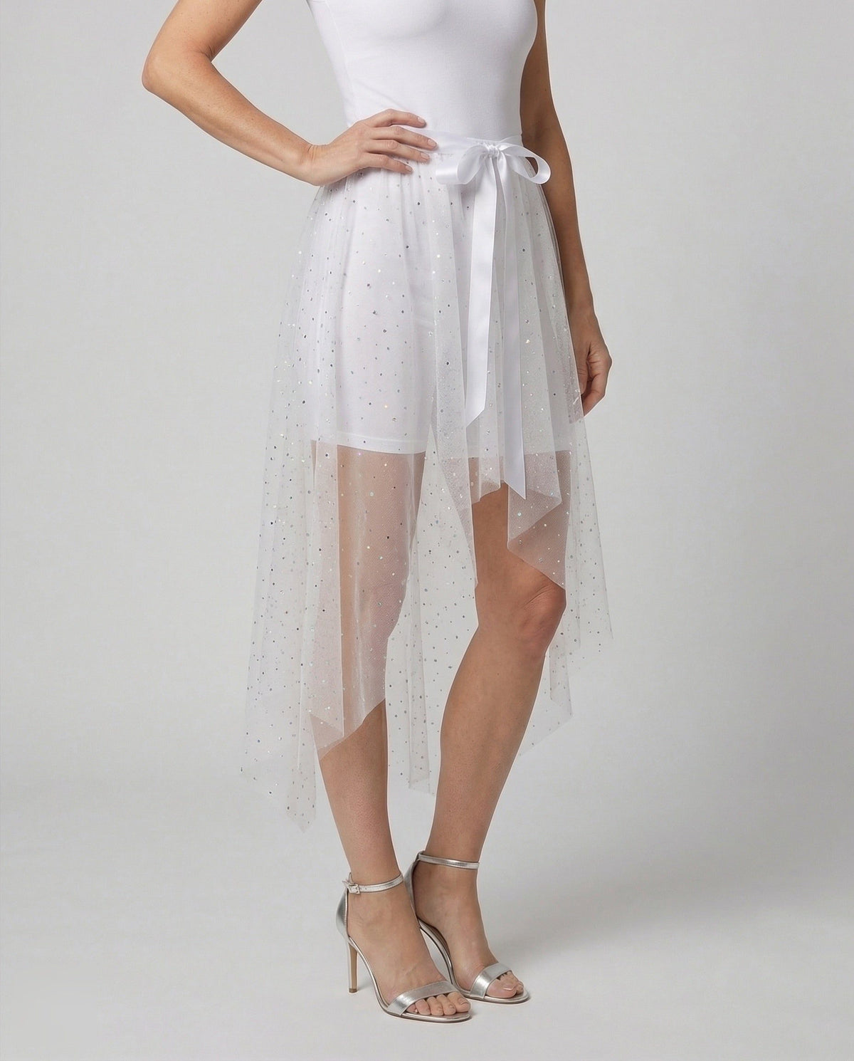 Jupe Tulle Asymétrique à Paillettes pour Femme - View 2