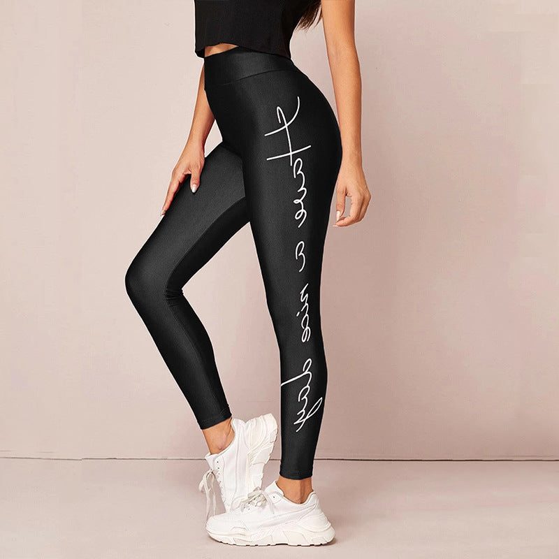 Legging de Sport Taille Haute avec Inscriptions pour Femme