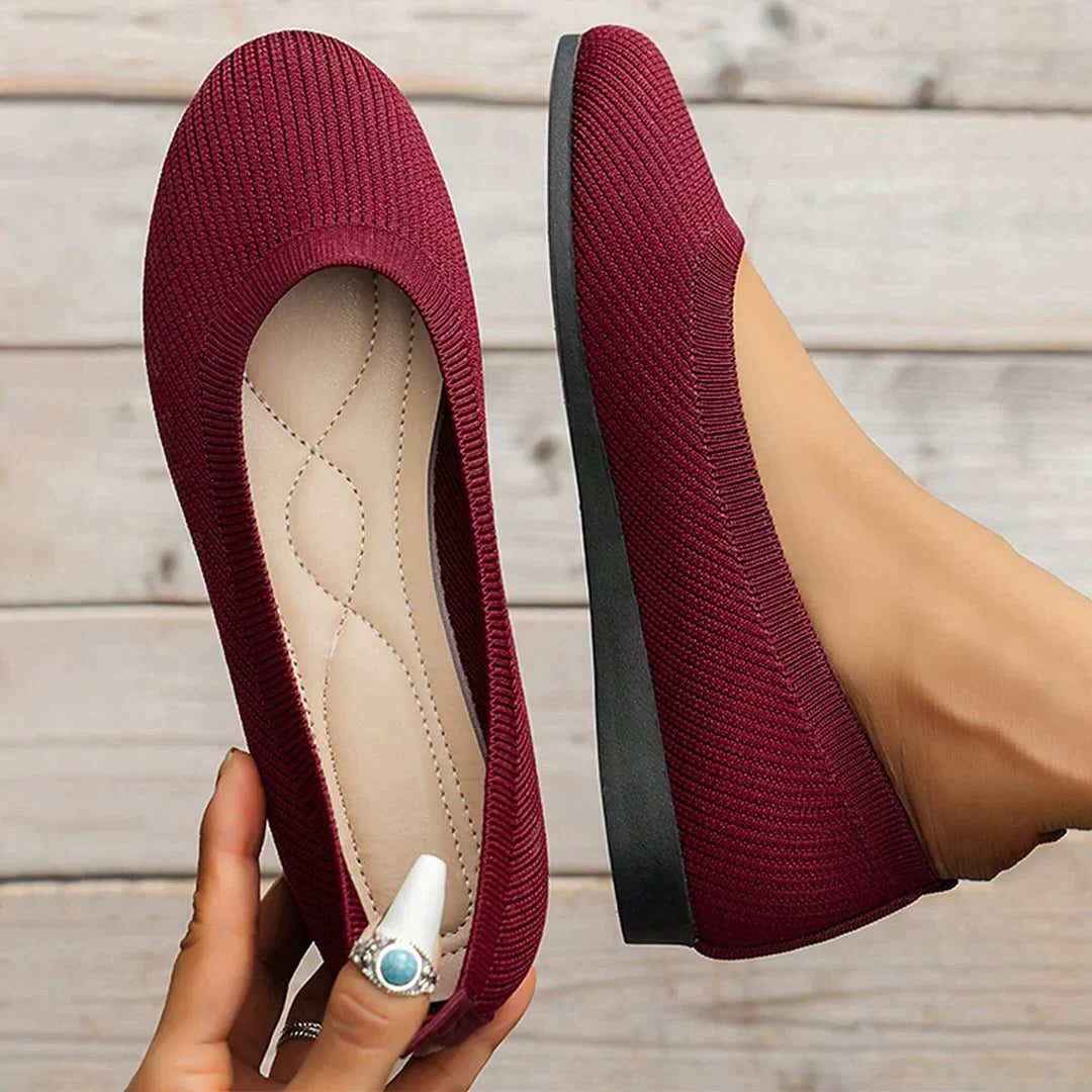 Loafers Tricotés Bout Pointu pour Femme - Rouge