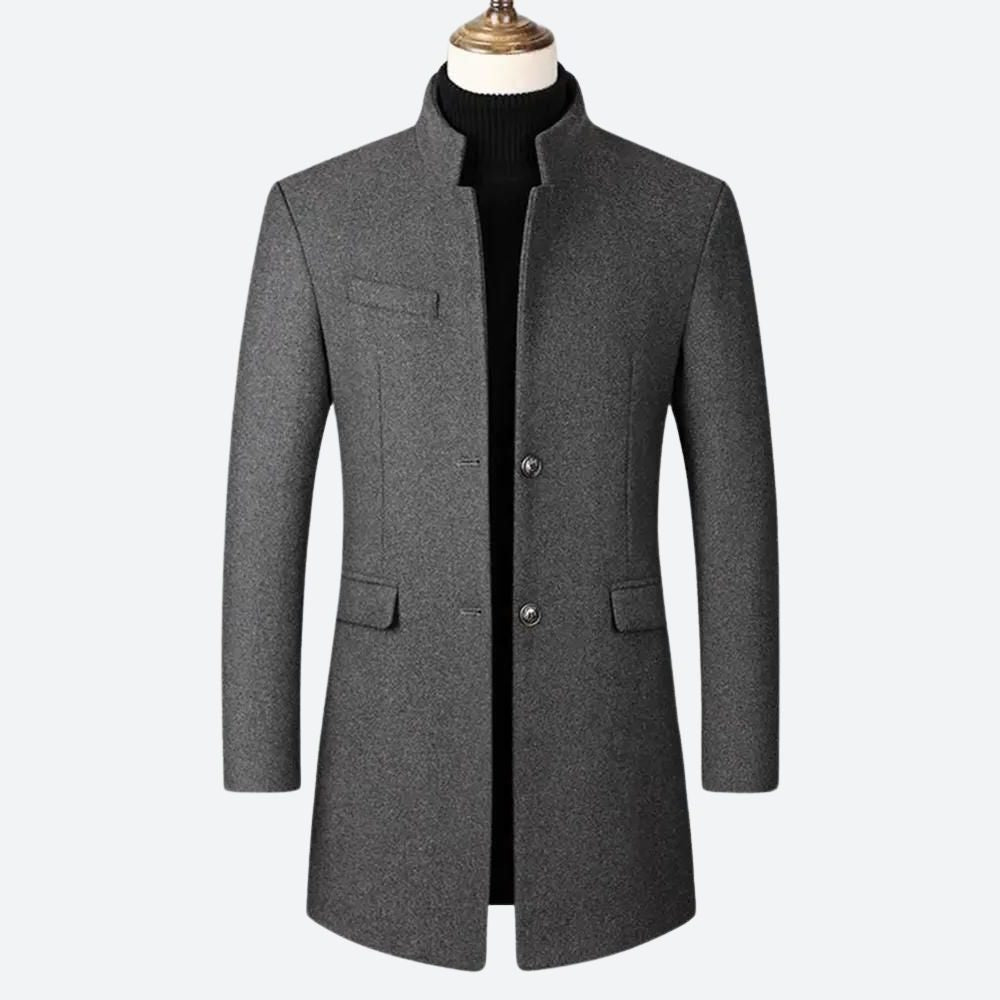 Manteau Boutonnage Double avec Col Montant pour Homme - Gris