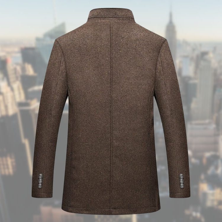 Manteau Laine à Col Montant pour Femme