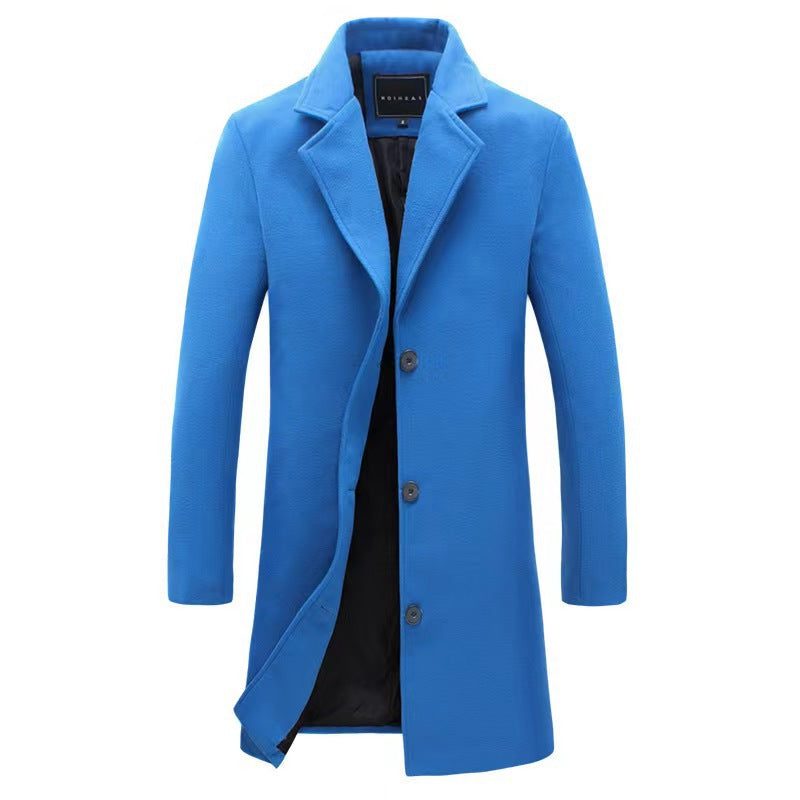 Manteau Laine Coupe Droite Boutonné pour Homme - Bleu marine