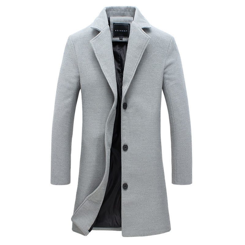 Manteau Laine Coupe Droite Boutonné pour Homme - Gris