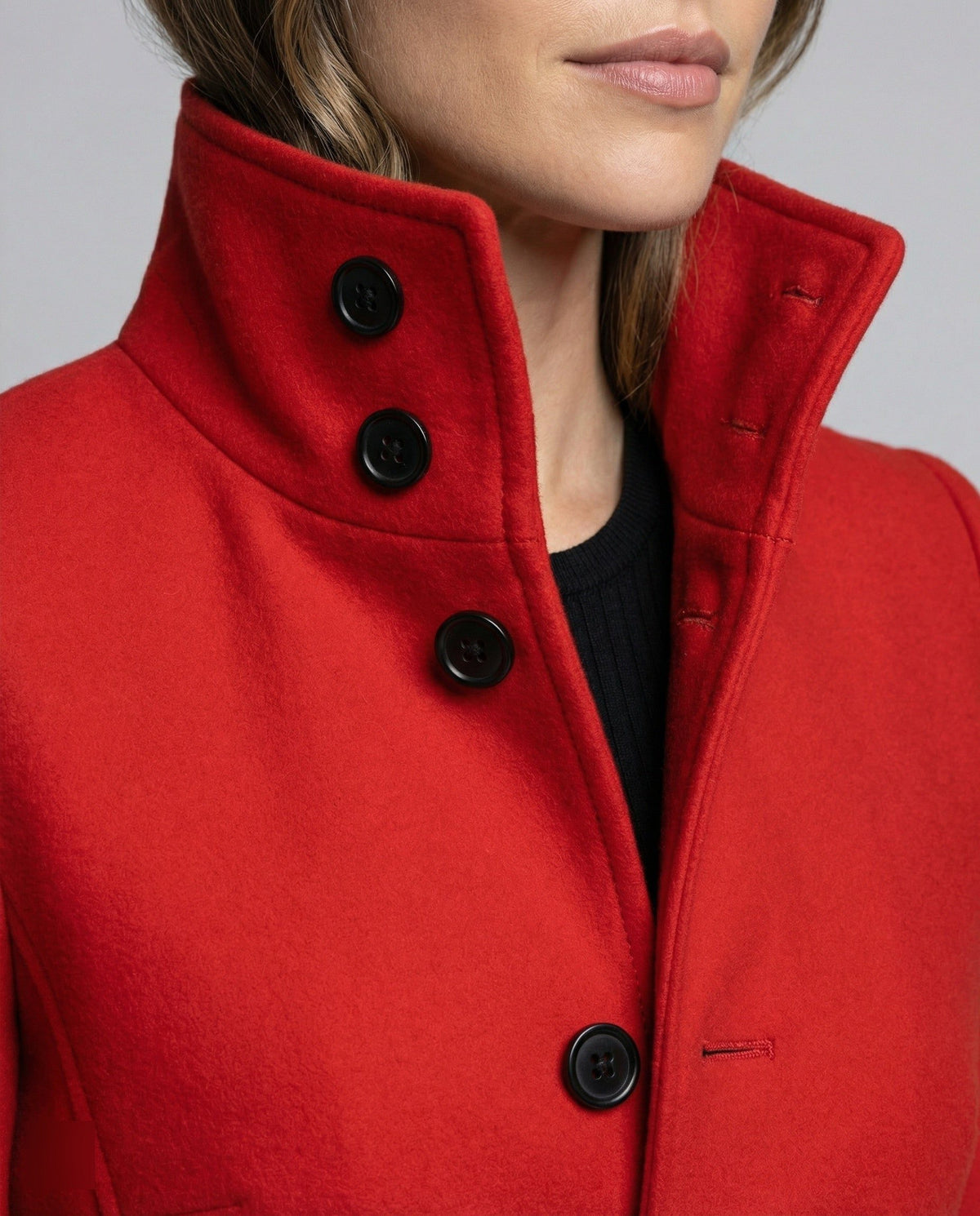 Manteau Long Ceinturé avec Col Montant pour Femme - View 3