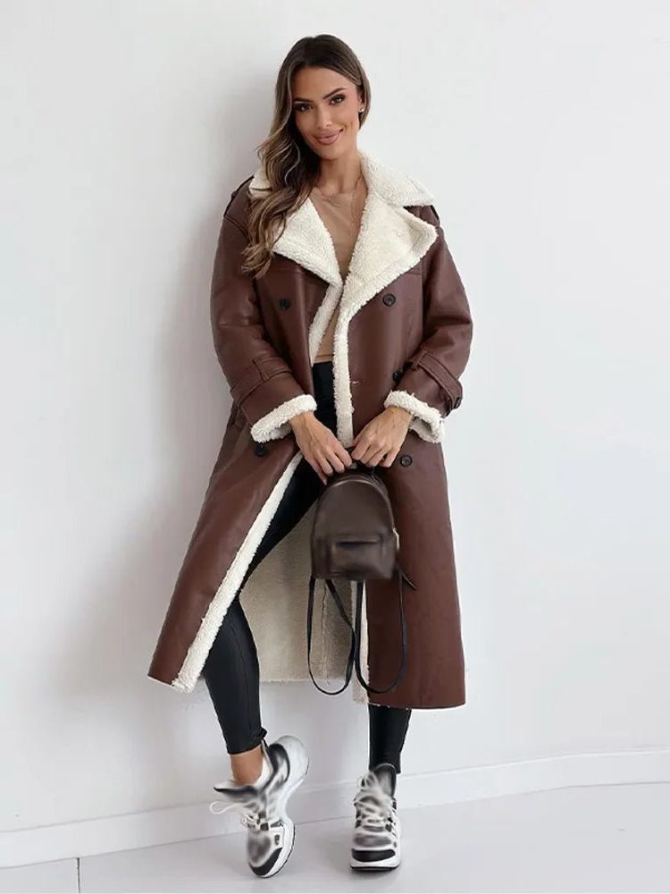 Manteau Long Doublé Mouton pour Femme