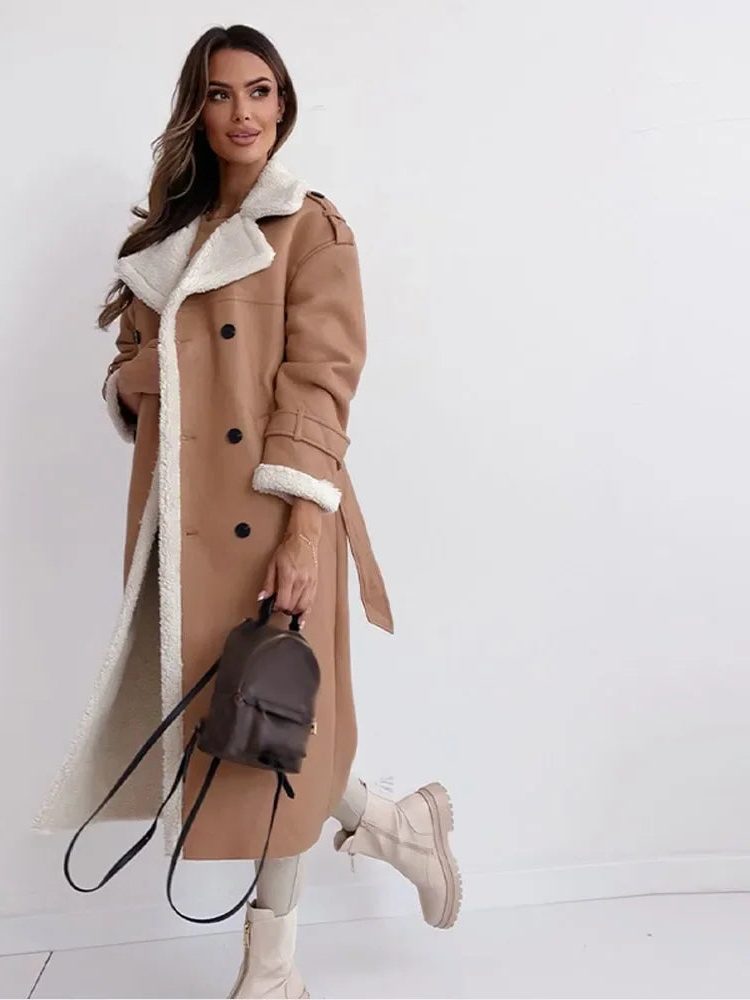 Manteau Long Doublé Mouton pour Femme