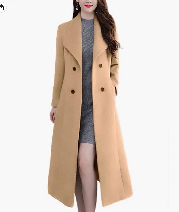 Manteau Long Double-Boutonnage pour Femme - Camel