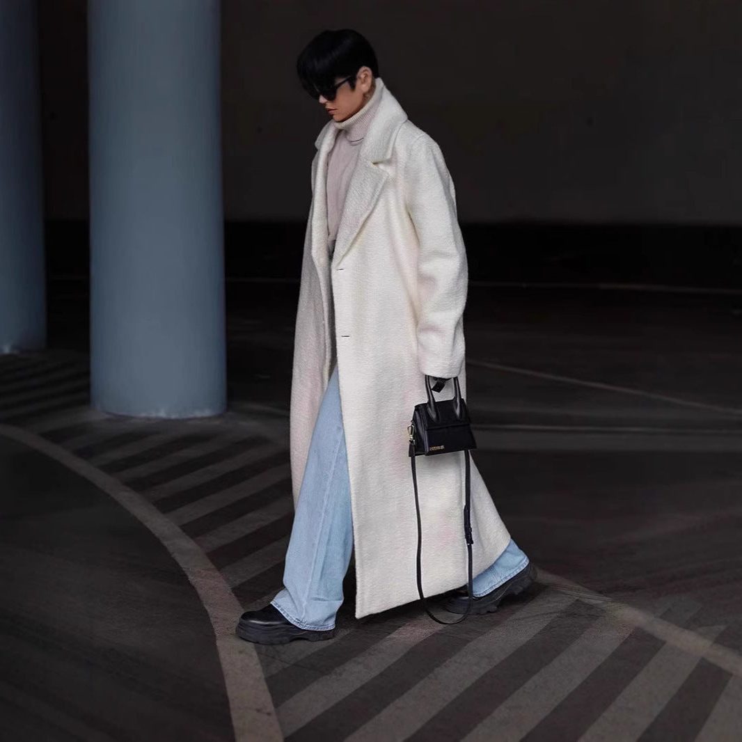 Manteau Long en Laine avec Col Roulé pour Femme - View 3