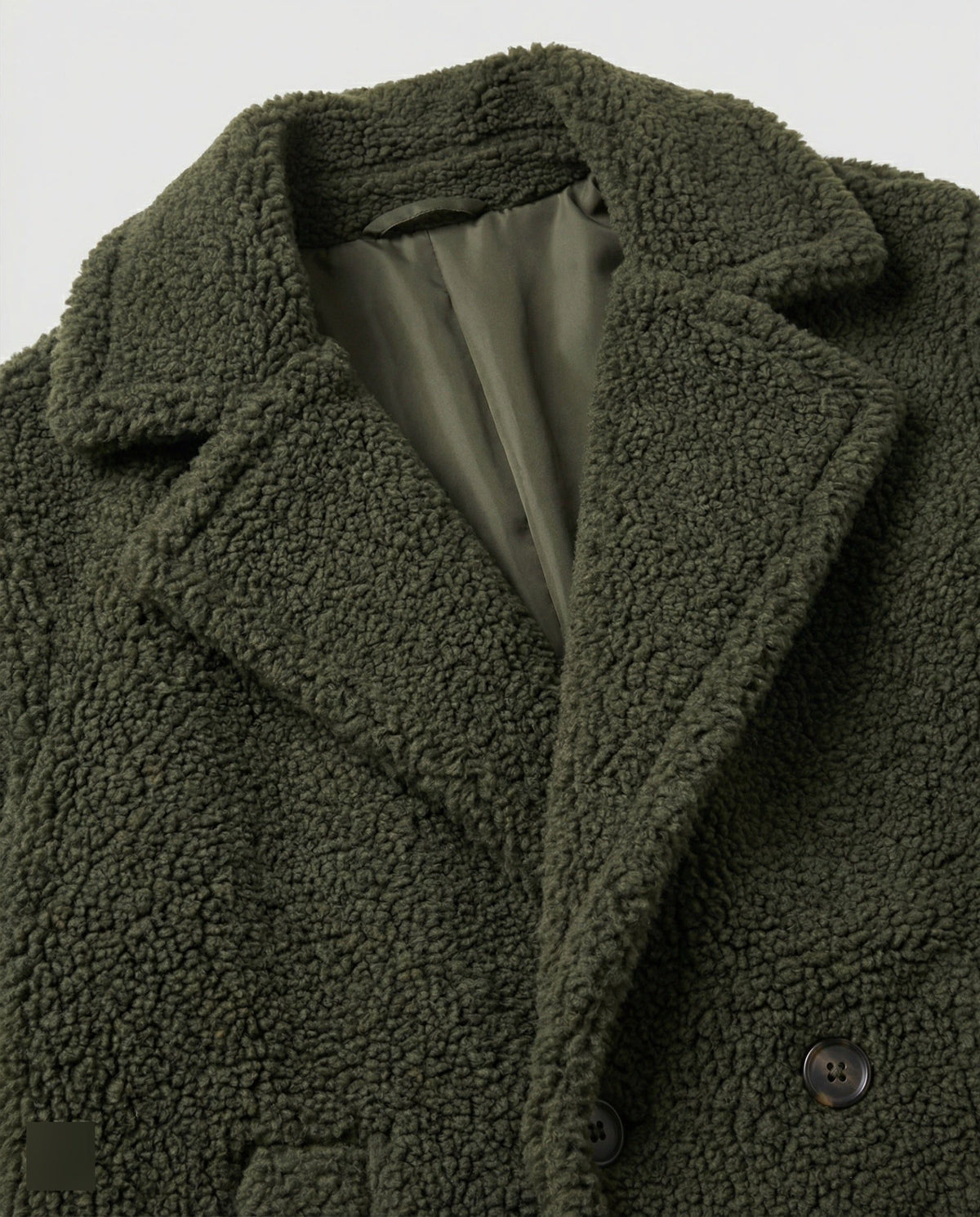 Manteau Long en Laine Bouclée avec Col Revers pour Femme - View 6