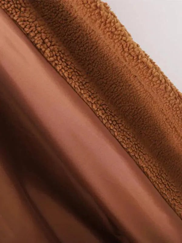 Manteau Long en Laine Bouclée avec Col Revers pour Femme - View 10