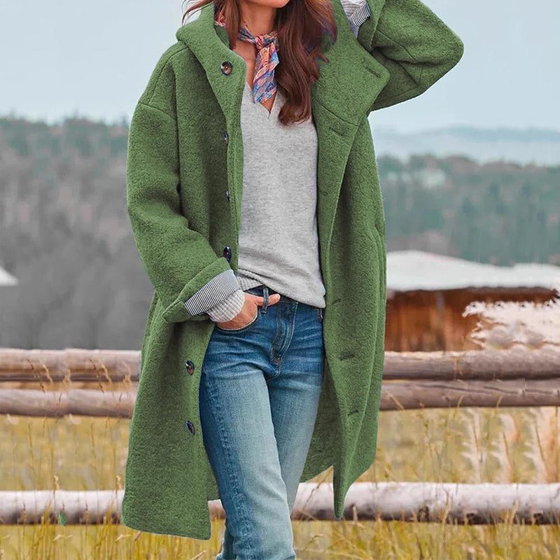 Manteau Long Laine Boutonné pour Femme