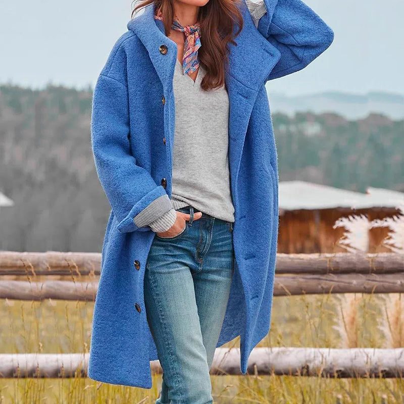 Manteau Long Laine Boutonné pour Femme - Style 2