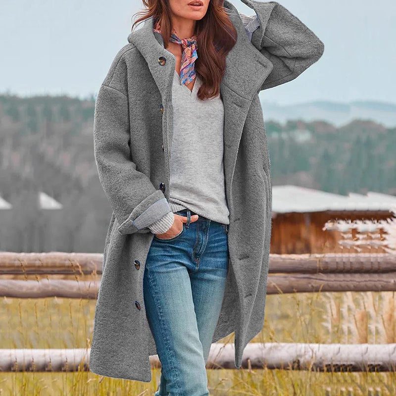 Manteau Long Laine Boutonné pour Femme - Style 4