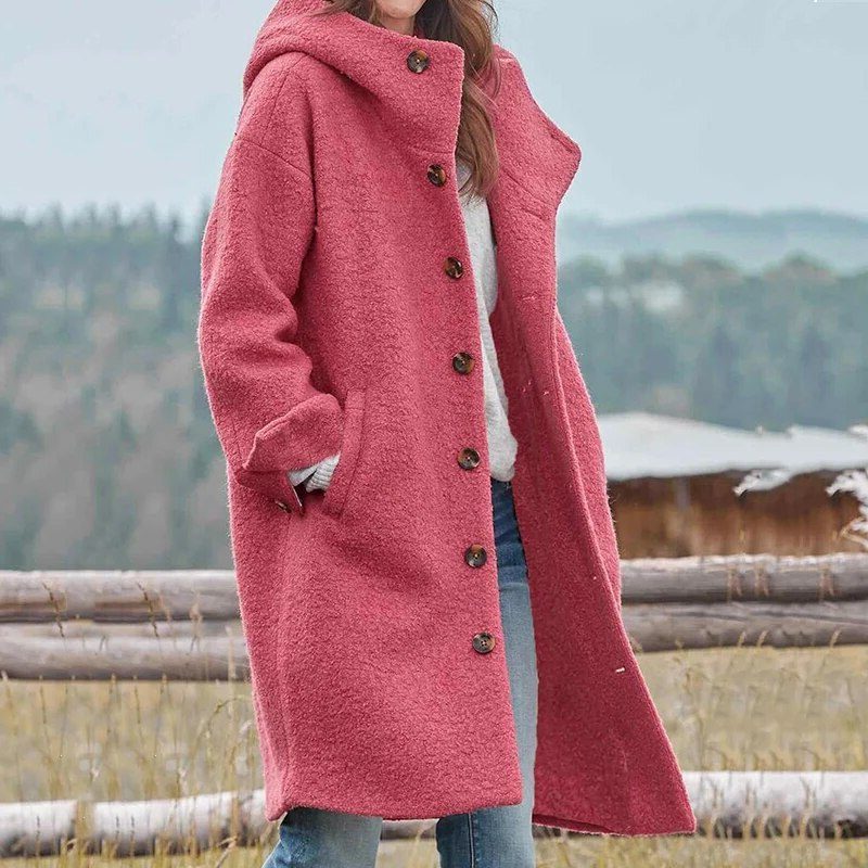 Manteau Long Laine Boutonné pour Femme - Style 5