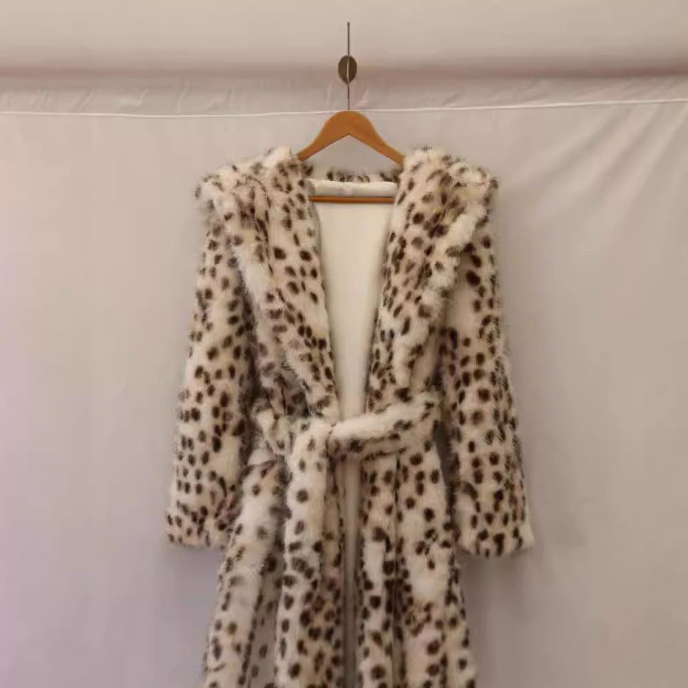 Manteau Long à Motif Léopard avec Capuche pour Femme - View 4