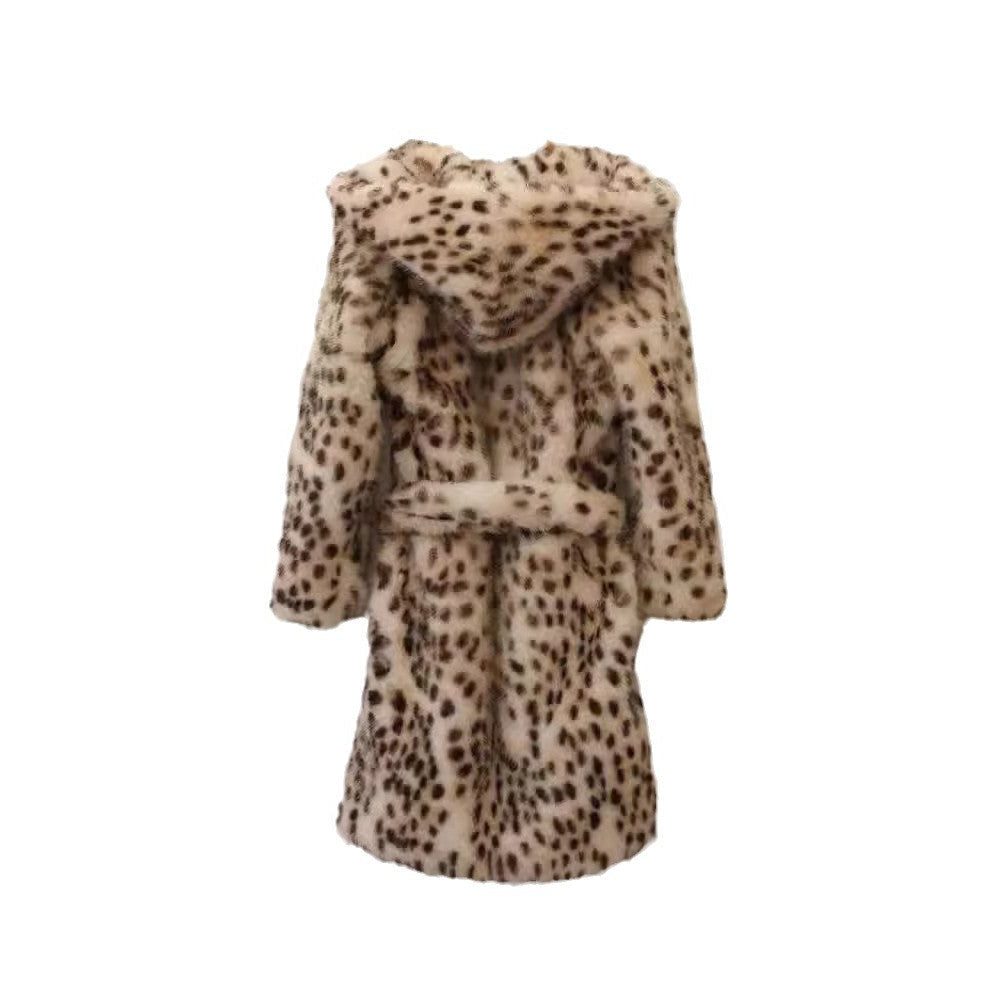 Manteau Long à Motif Léopard avec Capuche pour Femme - View 5