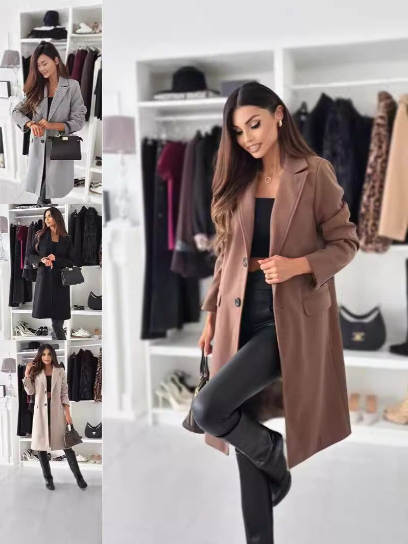 Manteau Long Slim pour Femme - Marron