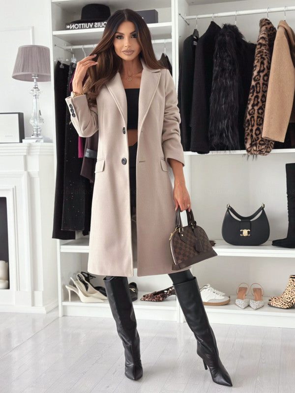 Manteau Long Slim pour Femme - Kaki