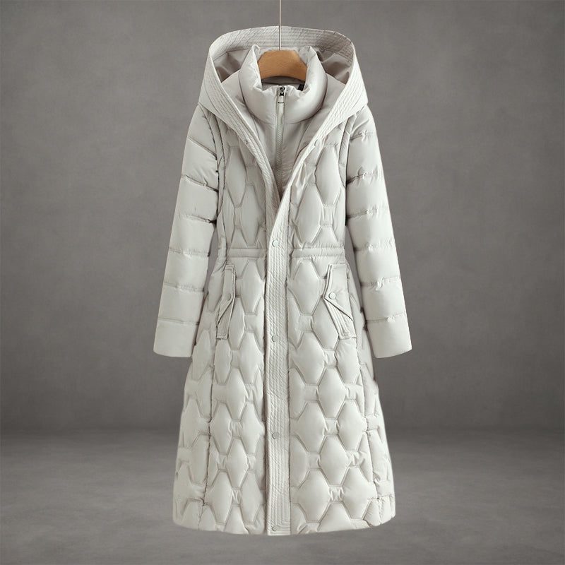 Manteau Matelassé Maxi à Capuche pour Femme - Blanc