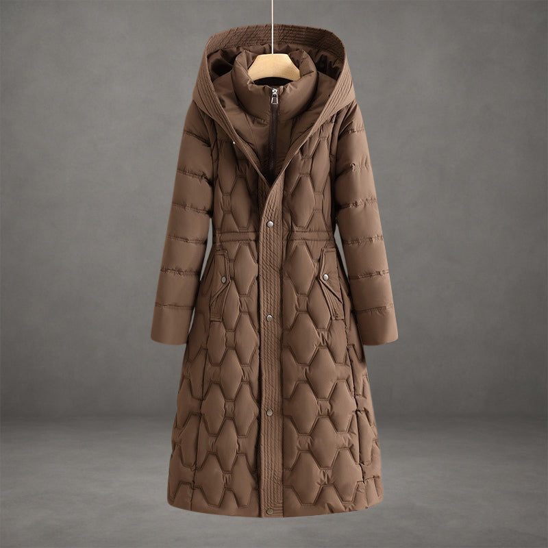 Manteau Matelassé Maxi à Capuche pour Femme - Marron