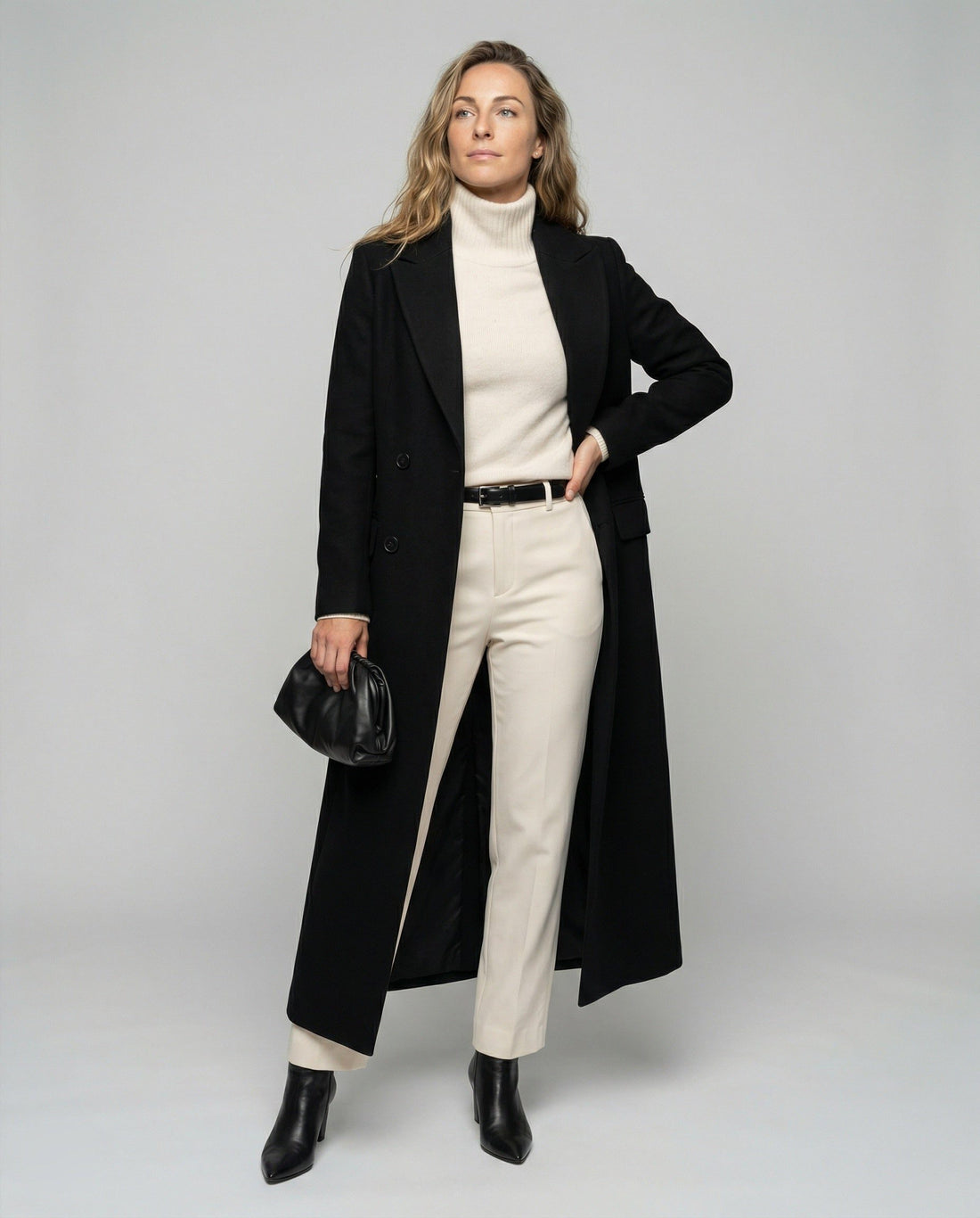 Manteau Maxi Reverskraag Boutonné pour Femme