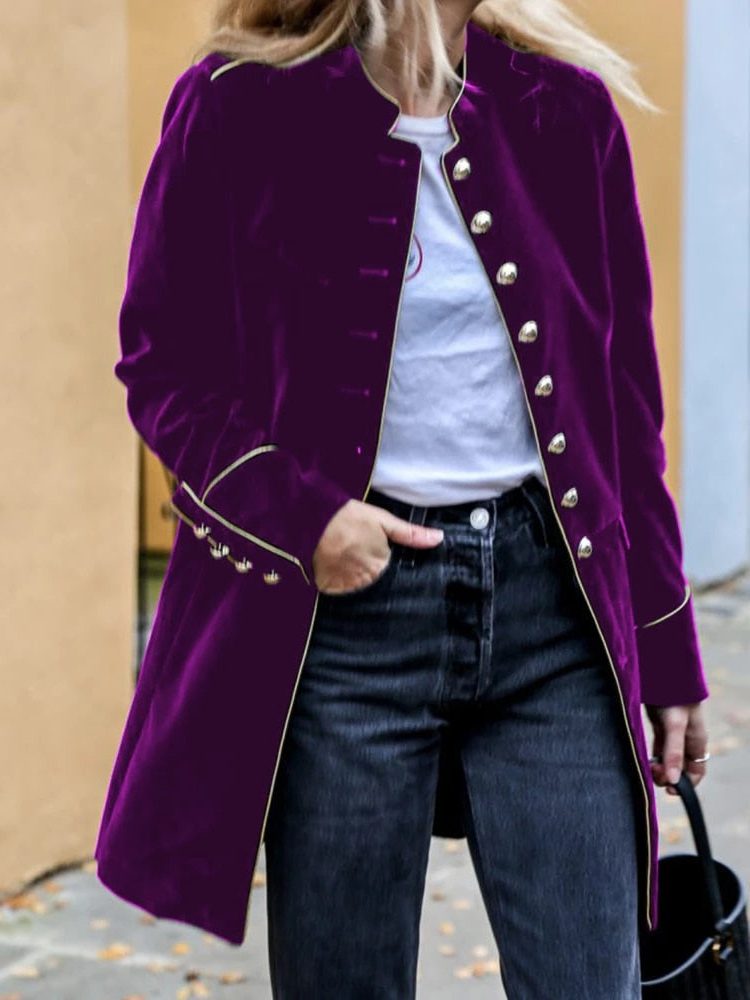 Manteau Velours Boutonnage Long pour Femme