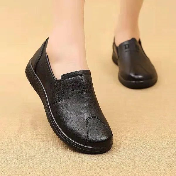 Mocassins en Cuir avec Talon Bloc pour Femme