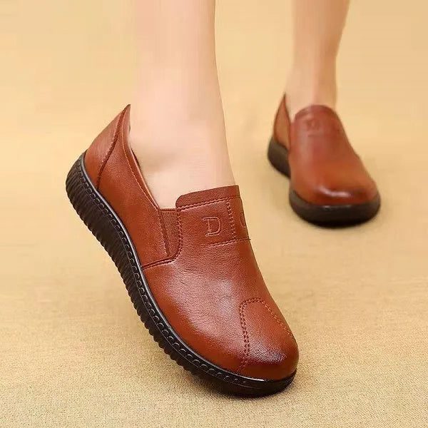 Mocassins en Cuir avec Talon Bloc pour Femme - Marron