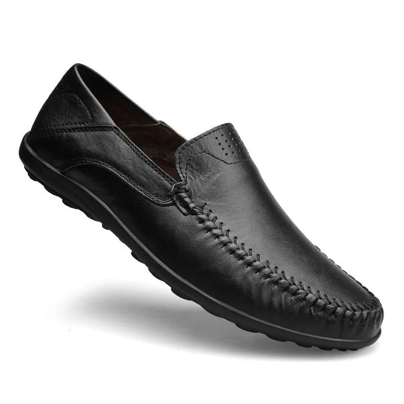 Mocassins en Cuir à Couture Visible pour Homme - Noir