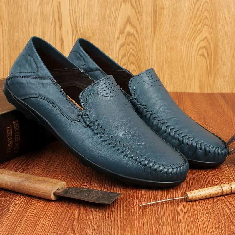 Mocassins en Cuir à Couture Visible pour Homme