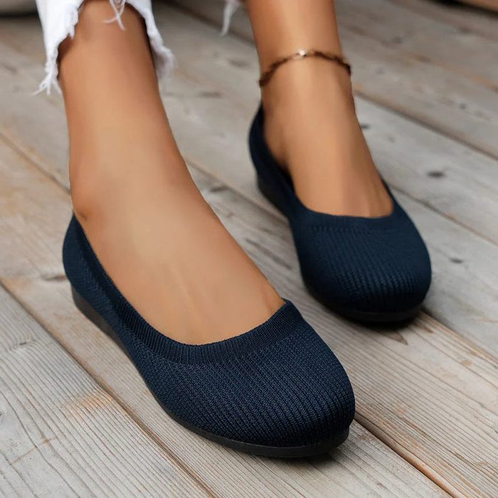 Mules Tricotées à Bout Ouvert pour Femme - Bleu