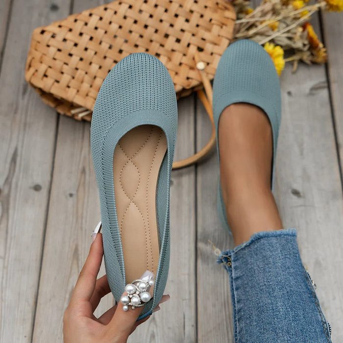 Mules Tricotées à Bout Ouvert pour Femme - Turquoise clair