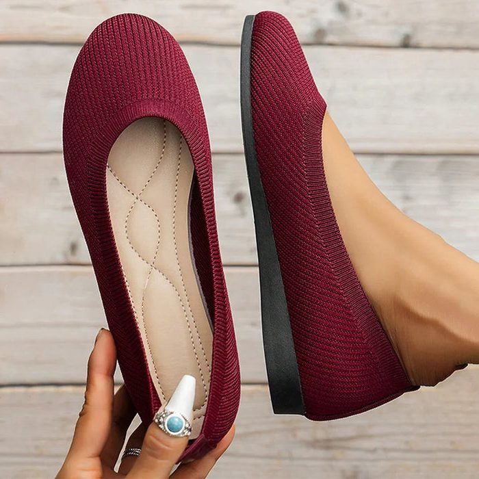 Mules Tricotées à Bout Ouvert pour Femme - Rouge