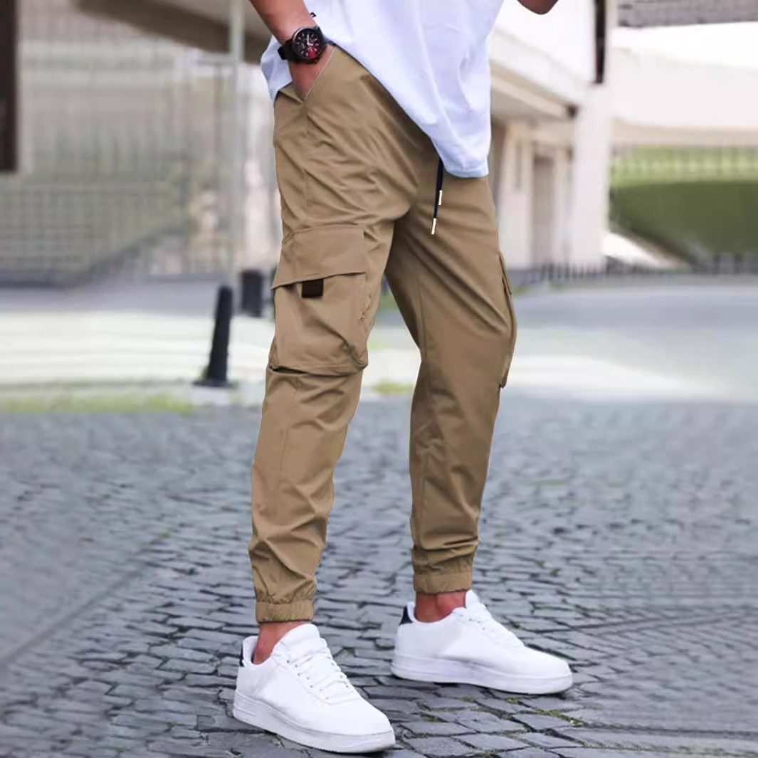 Pantalon Cargo avec Poches Zippées pour Homme - Kaki
