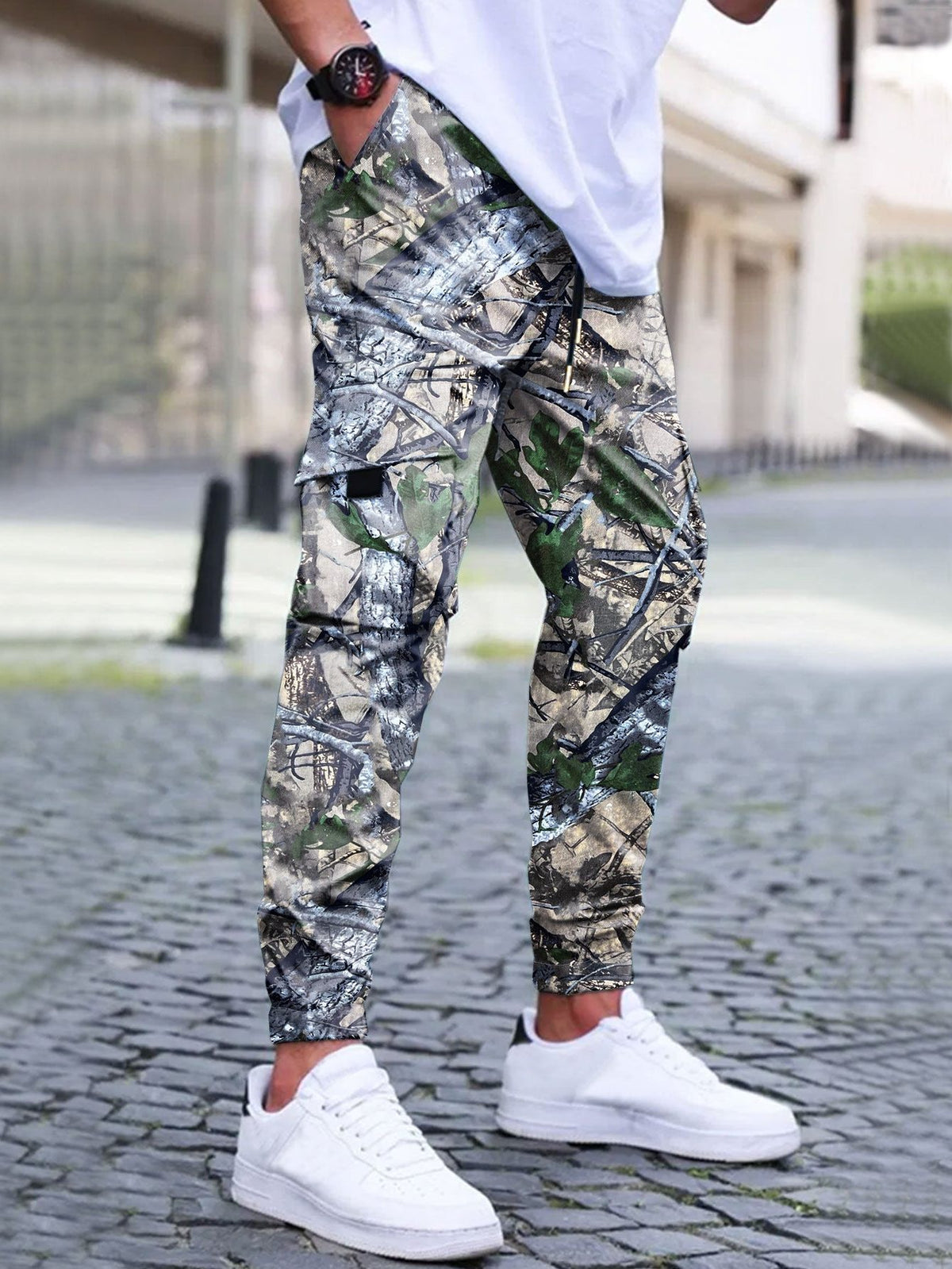 Pantalon Cargo avec Poches Zippées pour Homme - Camouflage